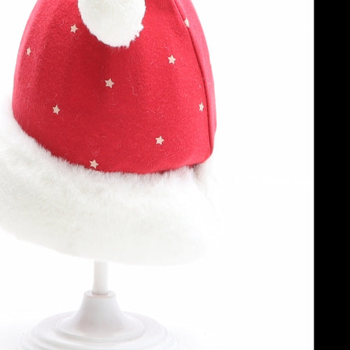 mamas & papas Boys Red Geometric 100% Cotton Bobble Hat One Size - Size 0-3 months, Star Pattern, Santa Hat