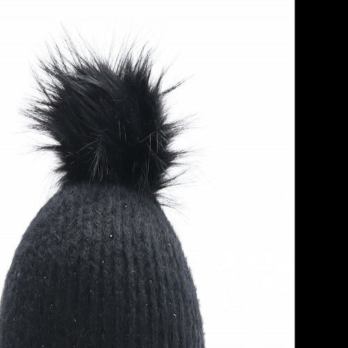 River Island Womens Black Nylon Bobble Hat One Size