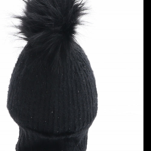 River Island Womens Black Nylon Bobble Hat One Size