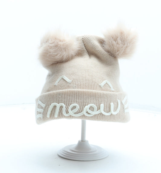 Primark Womens Pink Acrylic Bobble Hat One Size - Meow Cat