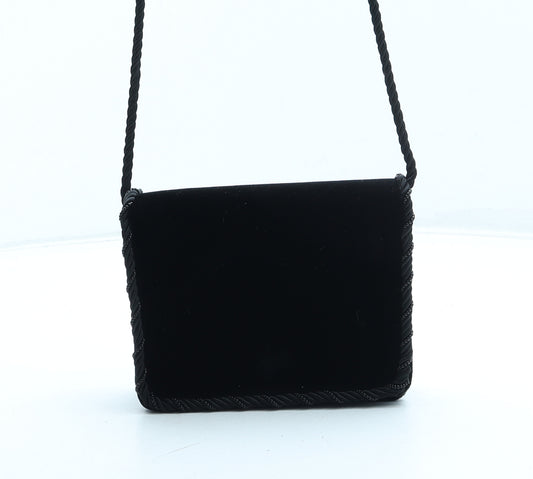 Preworn Womens Black Modacrylic Shoulder Bag Size Mini
