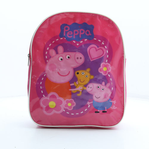 Peppa Pig Girls Pink Polyester Backpack Size Medium Zip