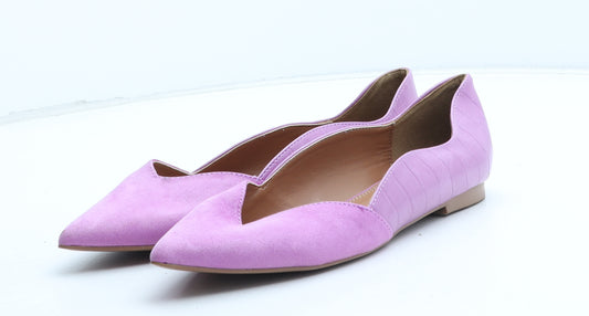 ASOS Womens Pink Synthetic Flat UK - Croc Texture