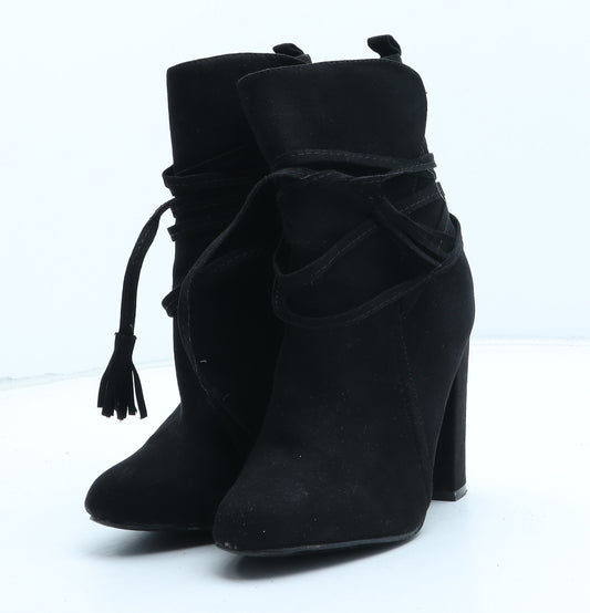 Just Fab Womens Black Synthetic Bootie Boot UK