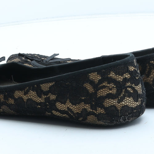 George Womens Black Floral Synthetic Ballet Flat UK