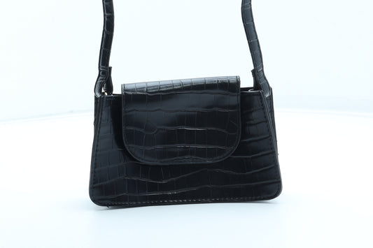 Primark Womens Black Polyurethane Top Handle Bag Size Mini - Croc Texture