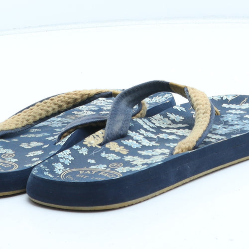 Fat Face Womens Blue Floral Synthetic Thong Sandal UK - UK Size Estimated 4