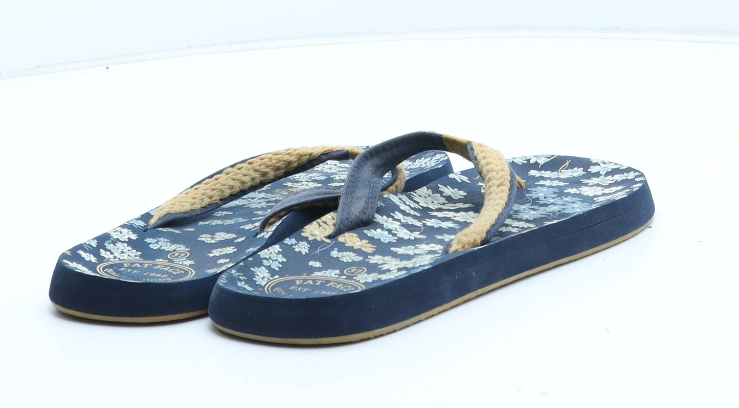 Fat Face Womens Blue Floral Synthetic Thong Sandal UK - UK Size Estimated 4