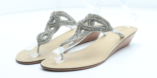 Shoe Box Womens Beige Polyester Thong Sandal UK