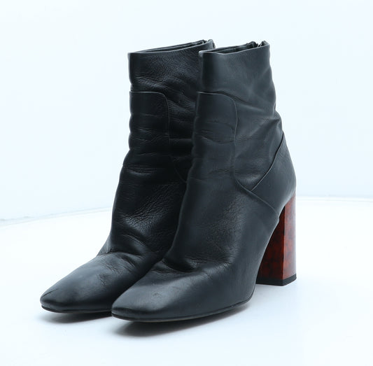 Topshop Womens Black Leather Bootie Boot UK - UK Size Estimated 5