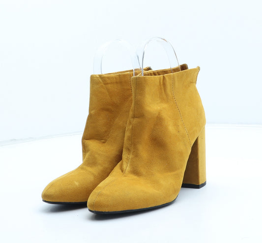 Pull&Bear Womens Yellow Synthetic Bootie Boot UK
