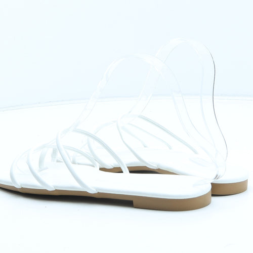 Preworn Womens White Synthetic Slip On Sandal UK - UK Size Estimated 6