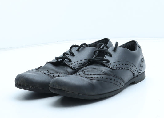 Clarks Womens Black Leather Oxford Casual UK - Brogue Style