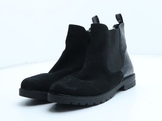 Avenue Womens Black Leather Chelsea Boot UK - Croc Texture