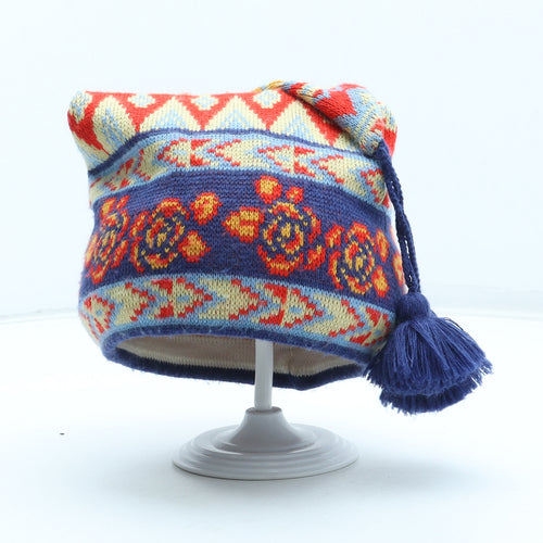 Pipolaki Womens Multicoloured Geometric Acrylic Bobble Hat One Size