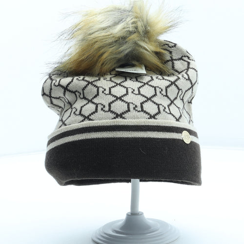 River Island Womens Brown Geometric Acrylic Bobble Hat One Size
