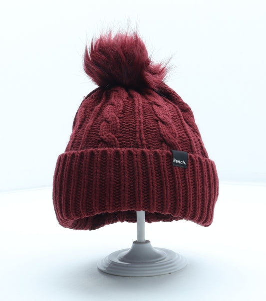 Bench Womens Red Acrylic Bobble Hat One Size