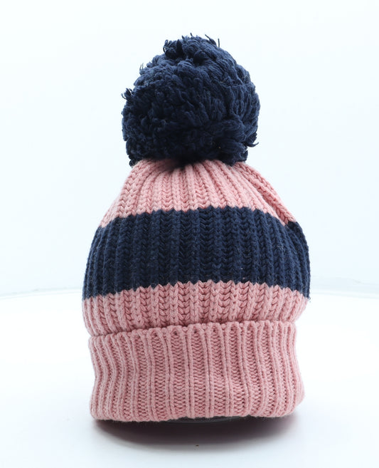Jack Wills Womens Pink Colourblock Cotton Bobble Hat One Size