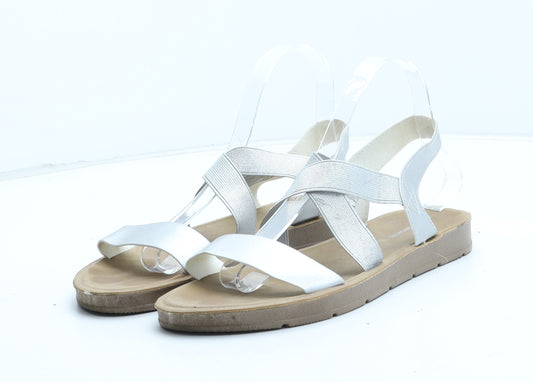 Woolworths Womens Silver Synthetic Slingback Sandal UK
