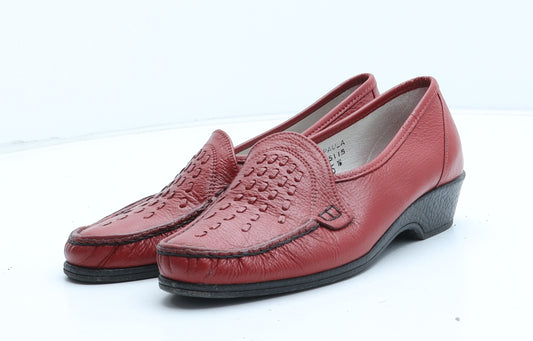 Sandpiper Womens Red Leather Slip On Casual UK