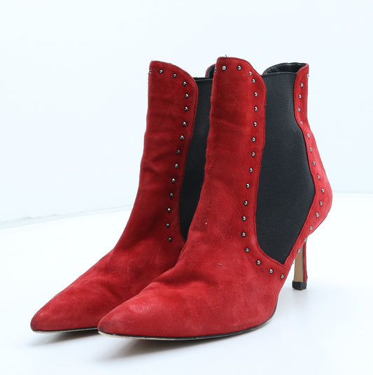 Zara Womens Red Synthetic Chelsea Boot UK