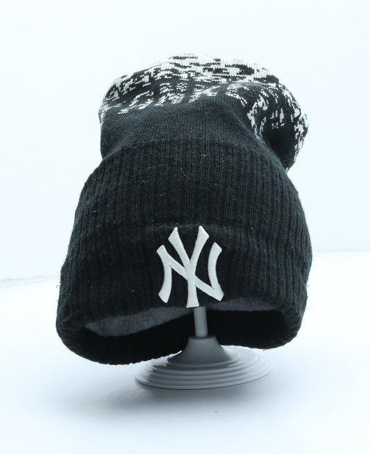 New Era Mens Black Geometric Acrylic Beanie One Size - New York Yankees