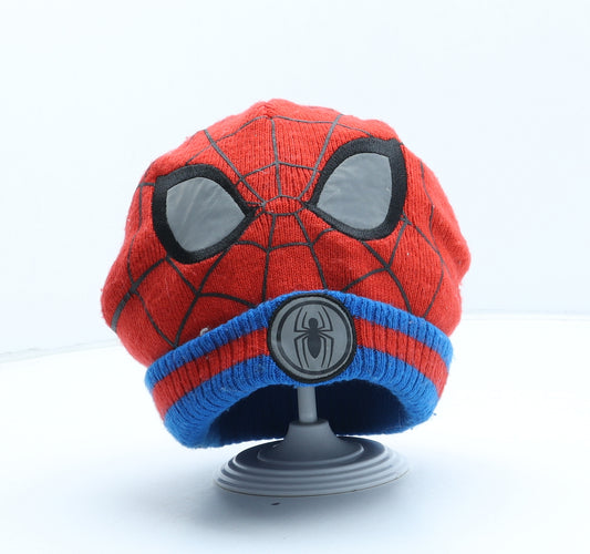 George Boys Red Geometric Acrylic Beanie One Size - Spiderman UK Size 8-12 Years