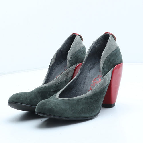 Red or Dead Womens Green Colourblock Synthetic Court Heel UK