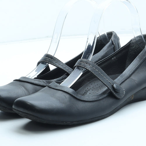 FootGlove Womens Black Leather Mary Jane Flat UK