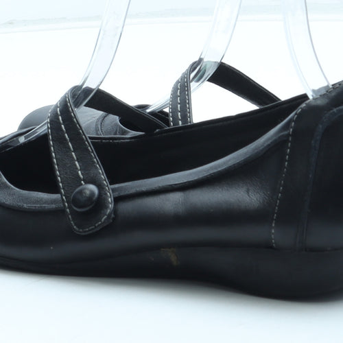 FootGlove Womens Black Leather Mary Jane Flat UK