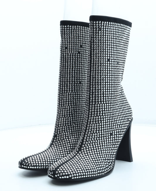 MNG Womens Silver Polyester Bootie Boot UK