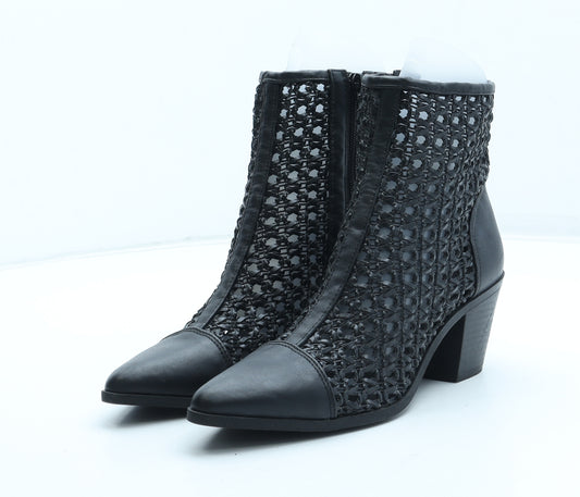 Primark Womens Black Geometric Polyester Bootie Boot UK