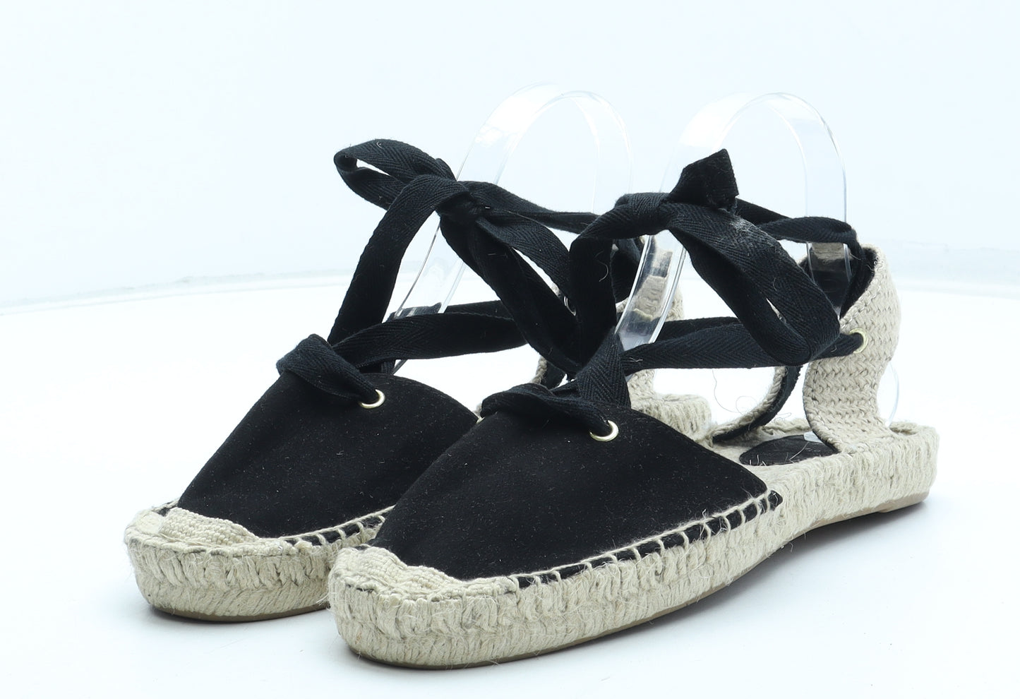 H&M Womens Black Polyester Espadrille Sandal UK