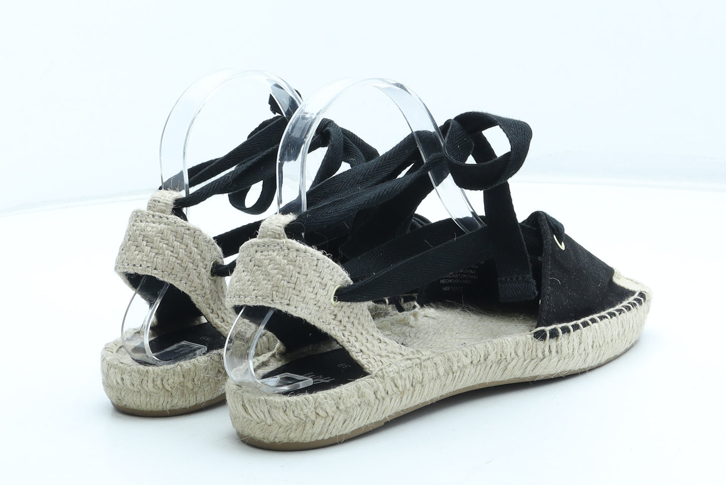 H&M Womens Black Polyester Espadrille Sandal UK