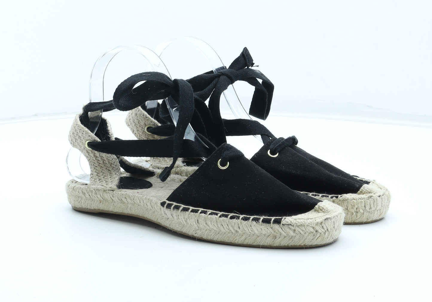 H&M Womens Black Polyester Espadrille Sandal UK