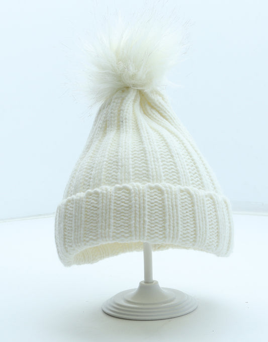 Atmosphere Womens White Acrylic Bobble Hat One Size