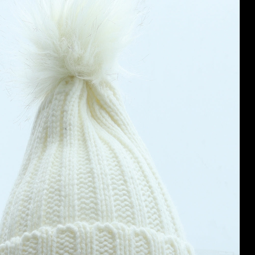 Atmosphere Womens White Acrylic Bobble Hat One Size