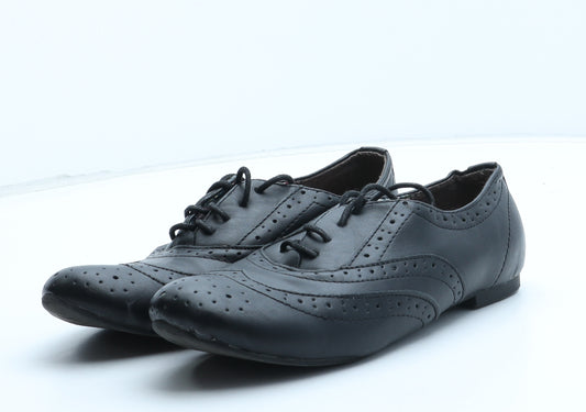 Lilley Womens Black Synthetic Oxford Casual UK - Brogue Style