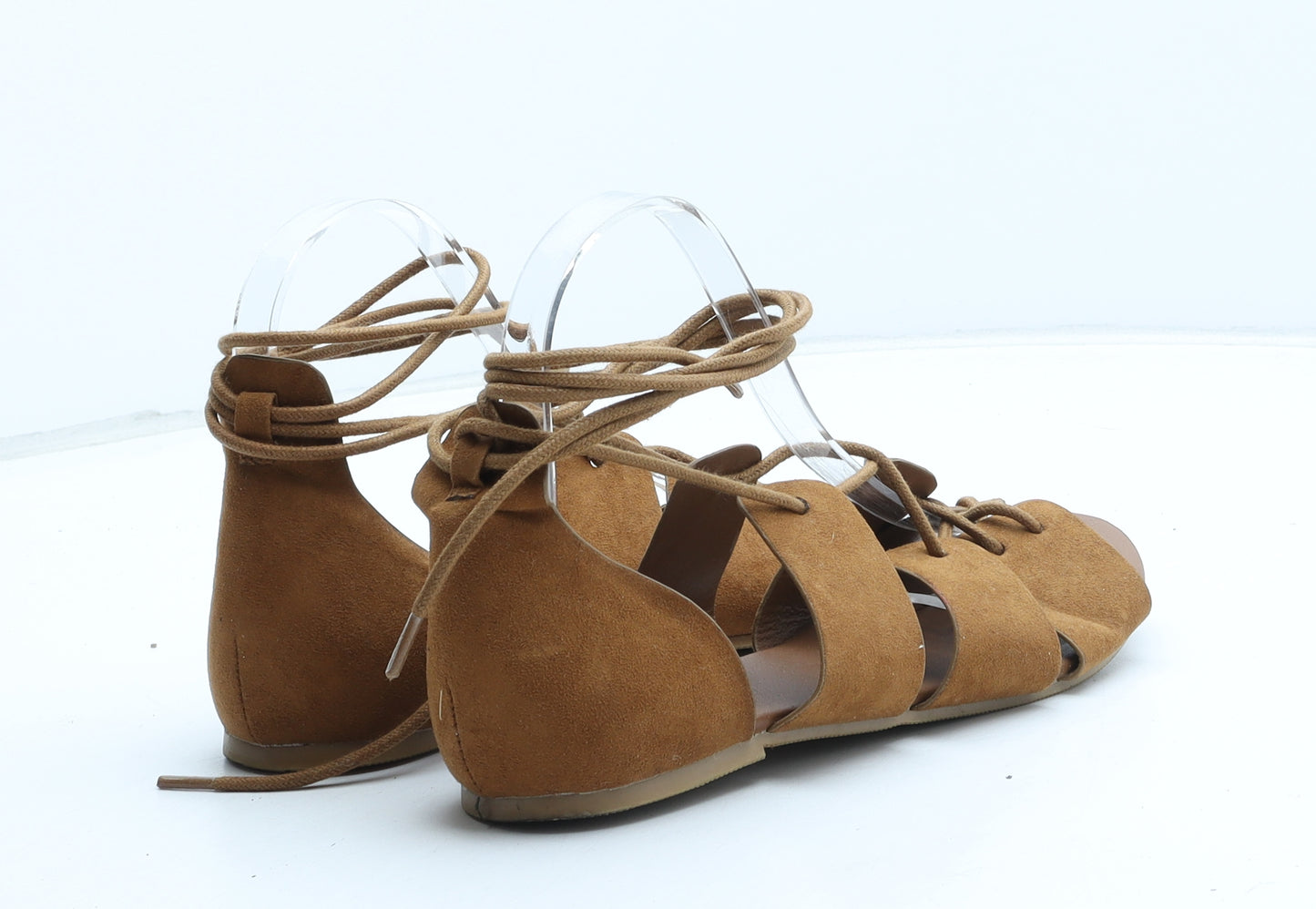 H&M Womens Brown Synthetic Gladiator Sandal UK - UK Size Estimated 3