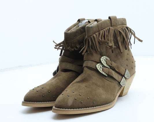 Preworn Womens Brown Synthetic Cowboy Boot UK