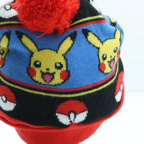 Pokemon Boys Multicoloured Geometric Acrylic Bobble Hat One Size