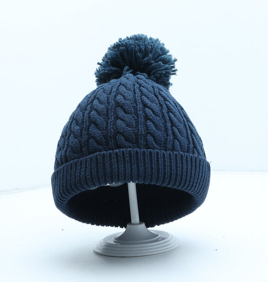 NEXT Boys Blue Cotton Bobble Hat One Size - UK Size 12-18 Months