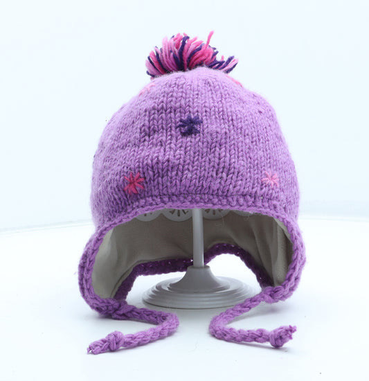 Pachamama Girls Purple Geometric Wool Winter Hat One Size