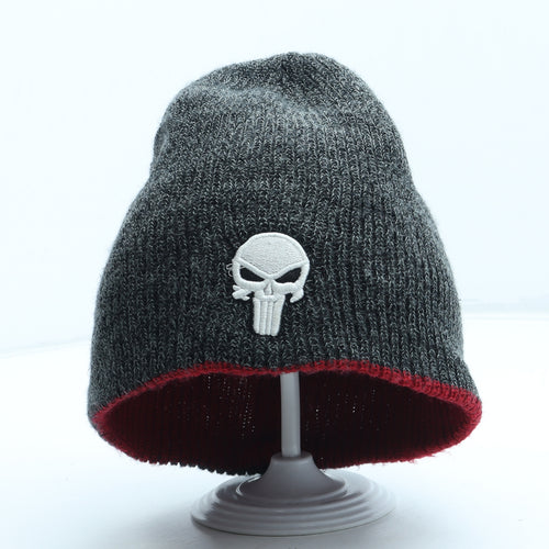 Dare Devil Mens Grey Acrylic Beanie One Size - Reversible The Punisher