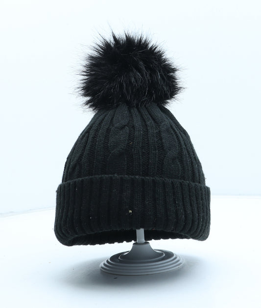 Alpine Womens Black Polyester Bobble Hat One Size