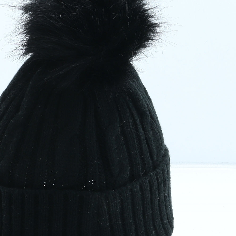 Alpine Womens Black Polyester Bobble Hat One Size