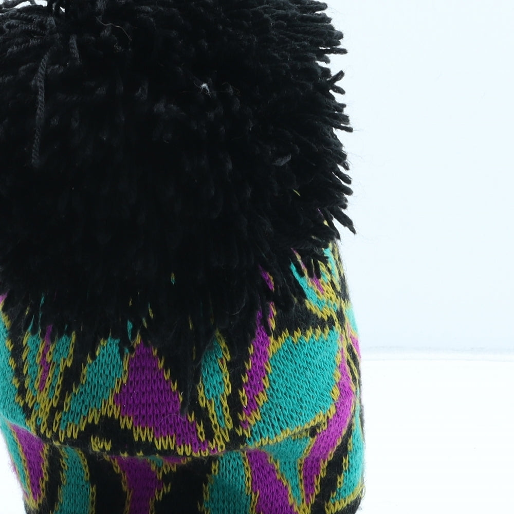Preworn Womens Multicoloured Geometric Acrylic Beanie One Size - Ski