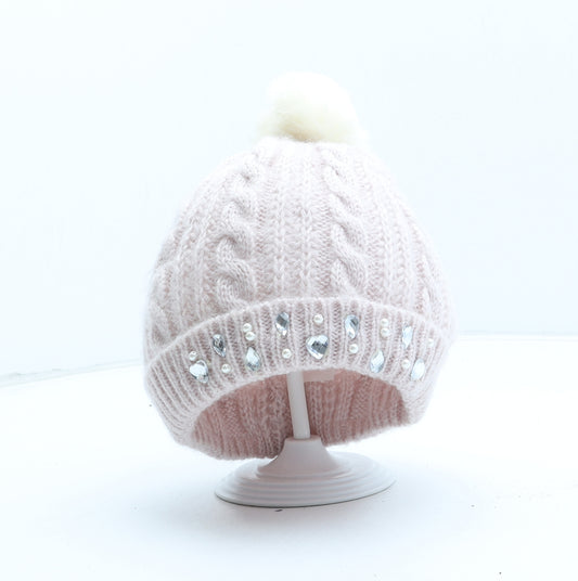 Happer Girl Girls Pink Acrylic Bobble Hat One Size - UK Size 7-12 Years