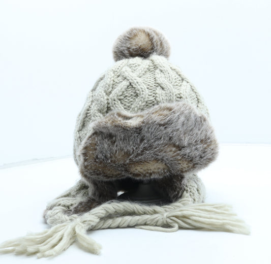Aran Tradition Womens Beige Acrylic Winter Hat One Size