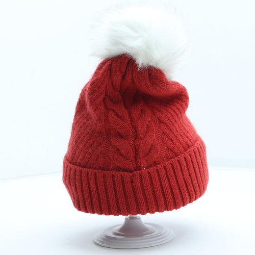 Jack Wills Womens Red Acrylic Bobble Hat One Size